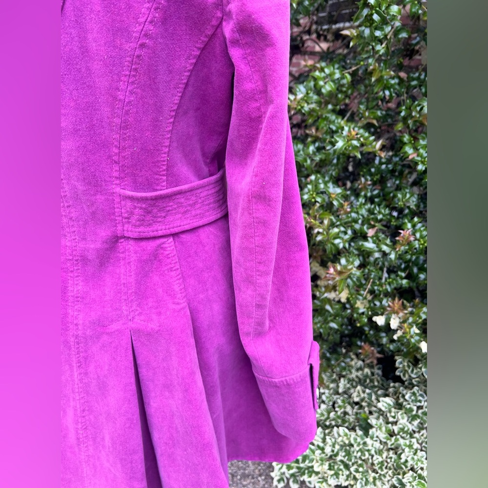 Karen Millen Purple Fit &Flare Trench Coat UK12 US8 fits US 4-6 - Picture 10 of 16